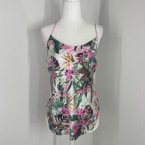 Victorias Secret Floral Camisole Spaghetti Strap Pink Green Size Mn Satin